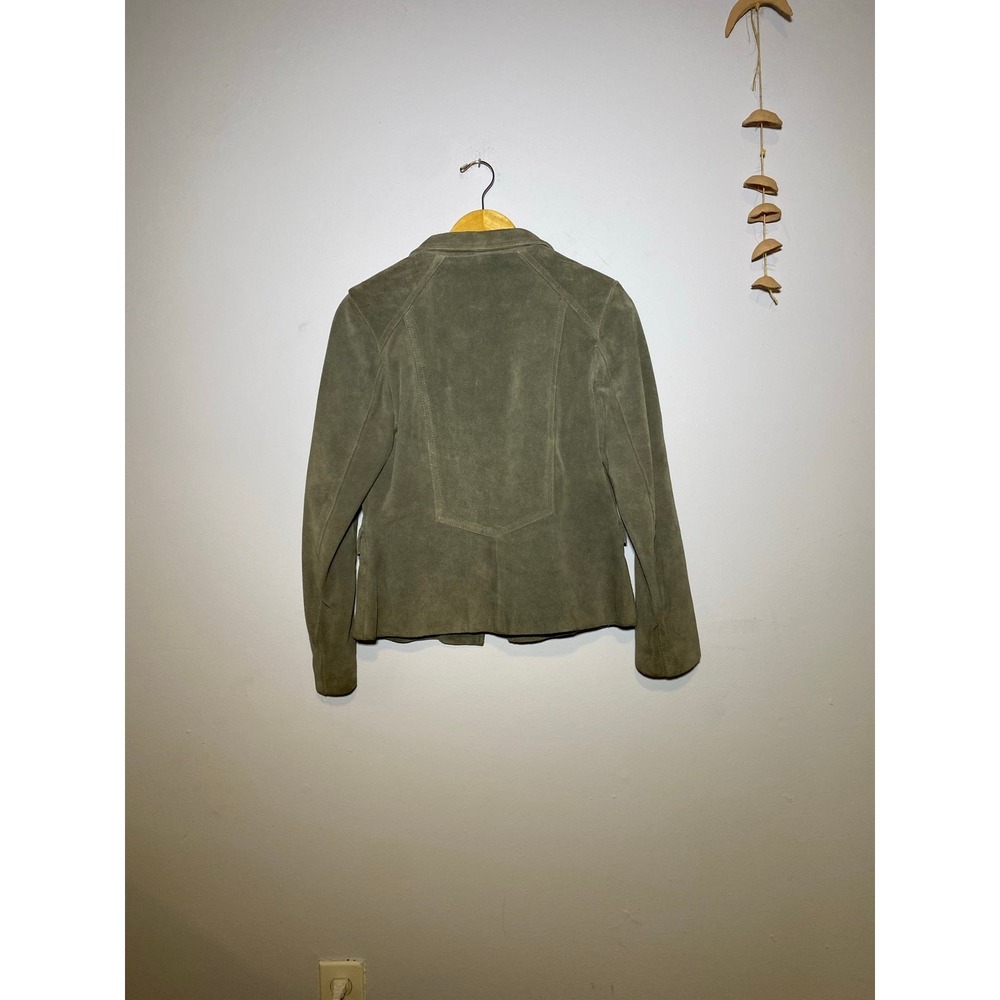 Gray G-III Suede Leather Blazer Vintage 90s Minimalist Size 7/8 Women - Picture 4 of 11
